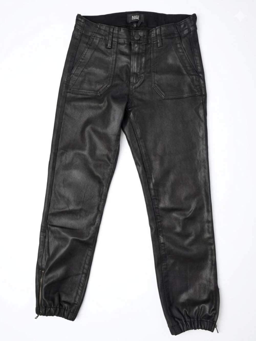 PAIGE Mayslie Coated Jogger in Black Luxe Coating Size 27